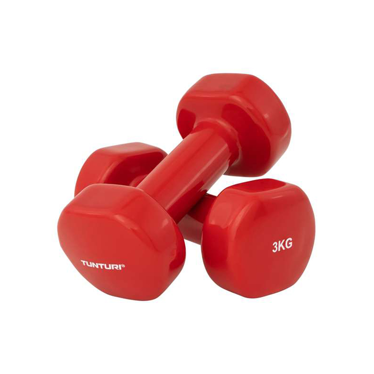 Tunturi Kurzhanteln Vinyl - 0.5 bis 5 kg - 3 kg rot
