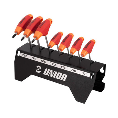 Unior Torx spanner with T-handle set incl. workbench holder TX8 - TX30 7-piece set