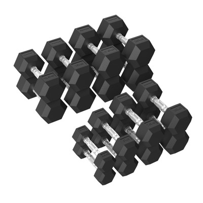 Tunturi Platinum Hex Rubber Dumbbell Set 2.5 – 20 kg