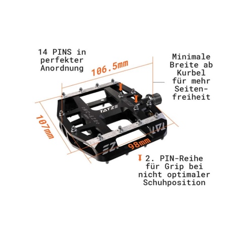 Tatze Pedal MC-AIR Flatpedal Chrom - Schwarz