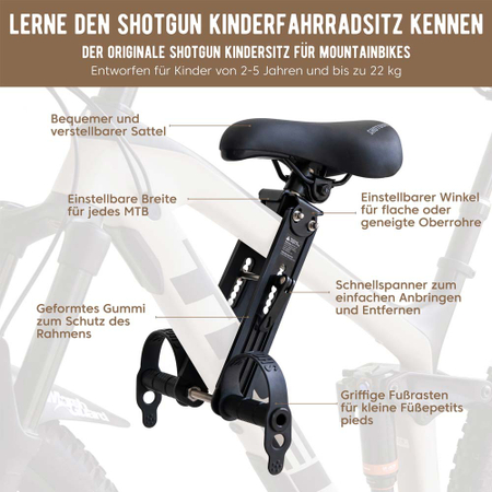 Shotgun MTB Front Kindersitz Kids Ride, black