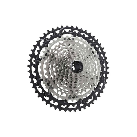 Shimano Deore XT CS-M8100 12-speed 10-45T cassette.