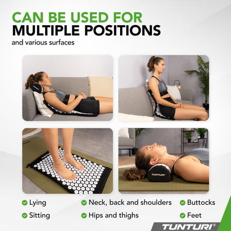 Tunturi acupressure mat and cushion, black