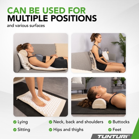 Tunturi Akupressurmatte und Kissen, beige
