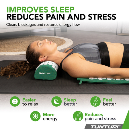 Tunturi acupressure mat and cushion, green