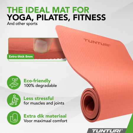 Tunturi yoga mat 8mm, rose gold