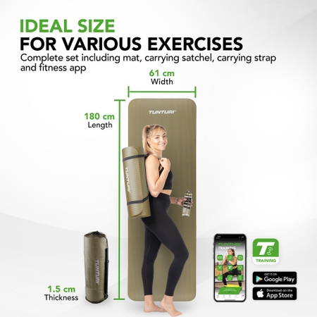 Tunturi Fitnessmatte mit Tasche grün