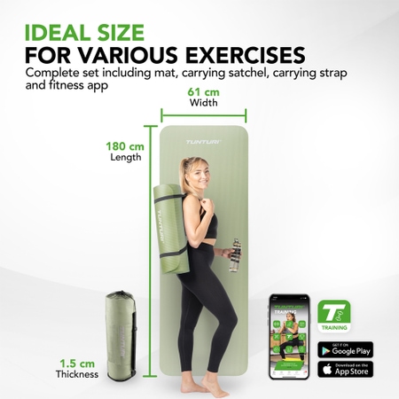 Tunturi Fitnessmatte mit Tasche mint